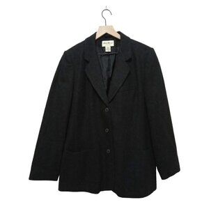 Eddie Bauer Vintage Dark Gray Single Breasted Wool Blend Blazer Sz L